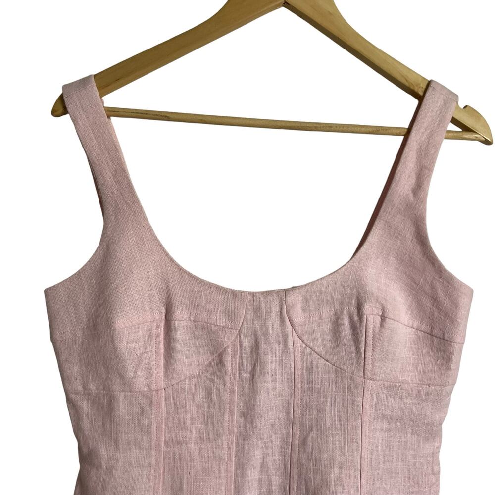 Bec + Bridge Stella Pink Ramie Fitted Sleeveless Scoop Neck Mini Dress Size 6 - Picture 3 of 12